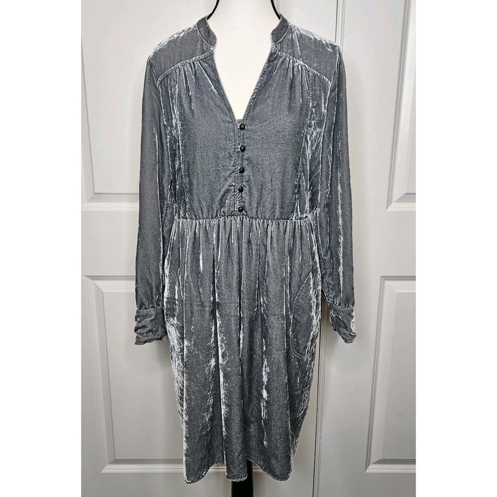 Holding Horses Anthropologie Crushed Velvet Dress Size Small Babydoll Longsleeve
